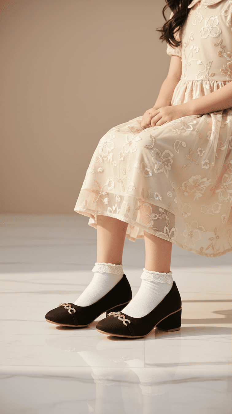 Girls Black Formal Pumps KD2490