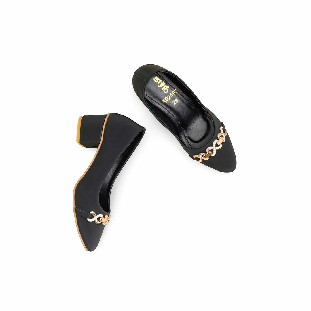 Girls Black Formal Court Shoes KD2490