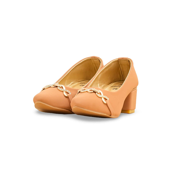 Girls Beige Formal Court Shoes KD2490