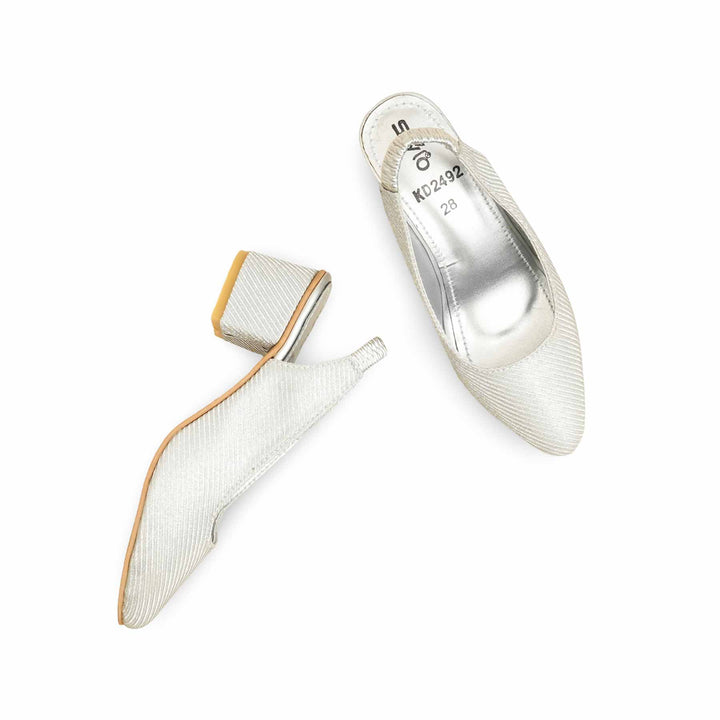 Girls Silver Fancy Court Shoes KD2492