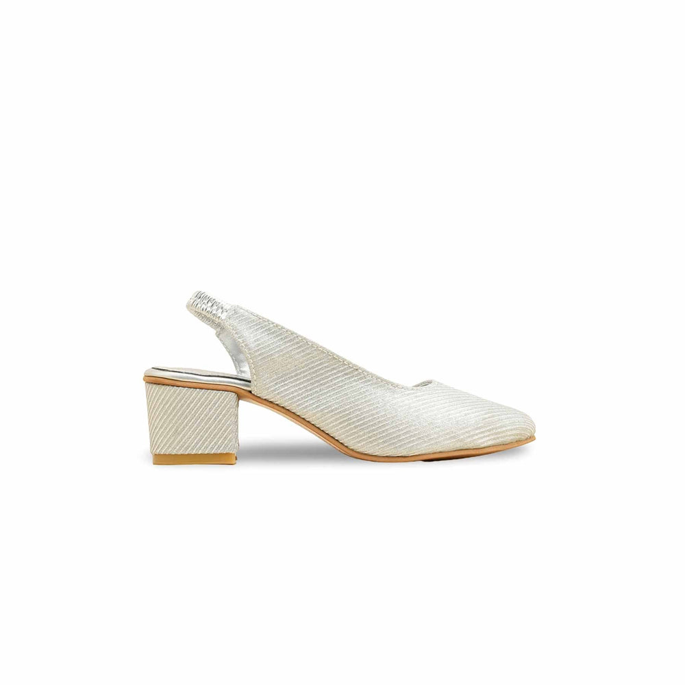 Girls Silver Fancy Court Shoes KD2492