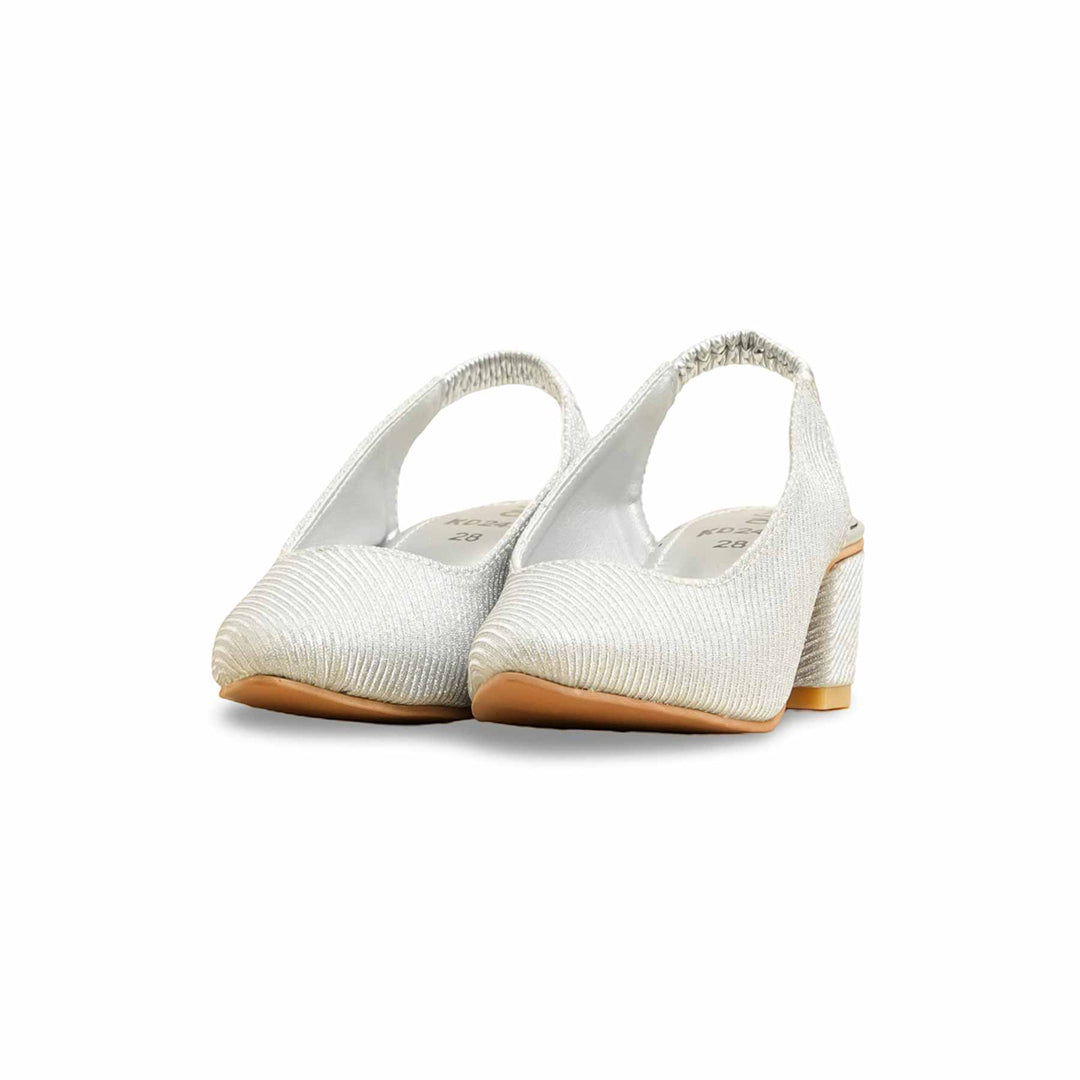 Girls Silver Fancy Court Shoes KD2492