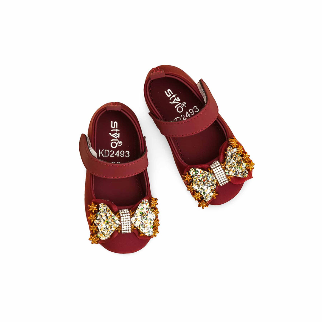 Girls Maroon Formal Pumps KD2493