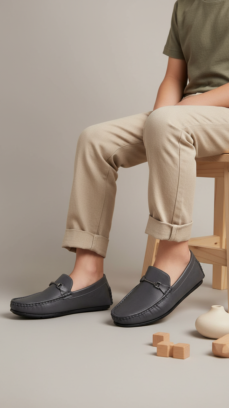 Boys Navy Formal Moccasin KD2502