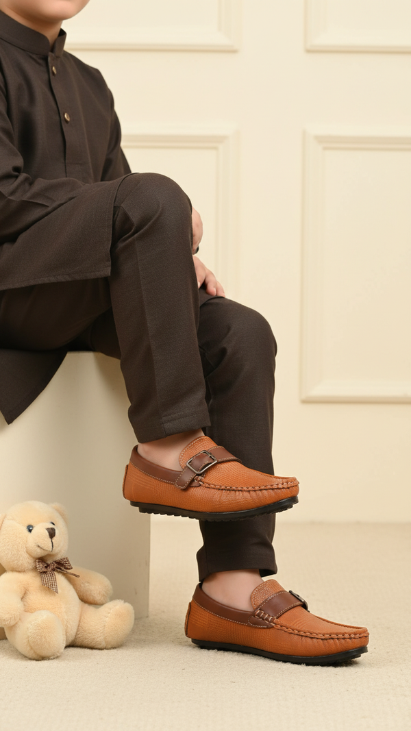 Boys Brown Formal Moccasin KD2505