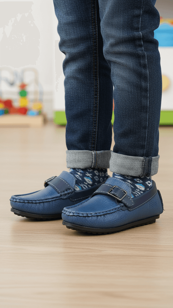 Boys Navy Formal Moccasin KD2505