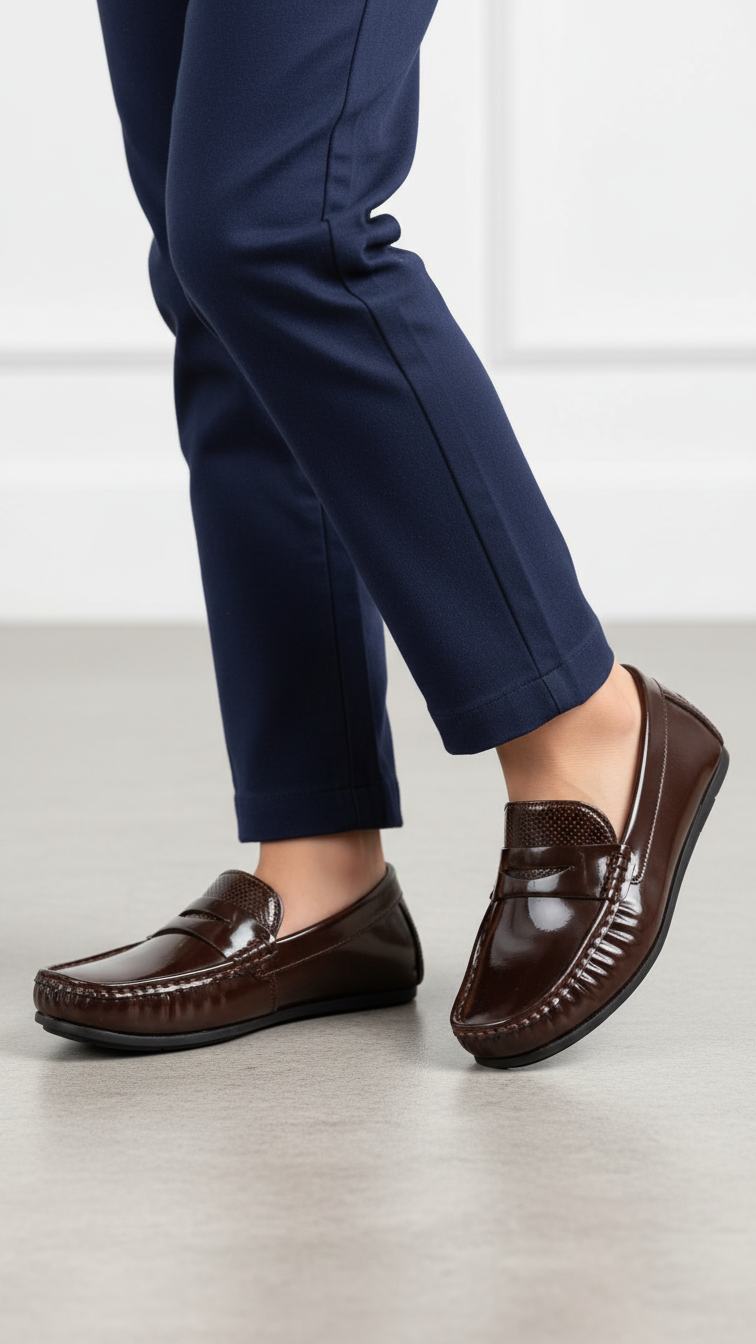 Boys Brown Formal Moccasin KD2507