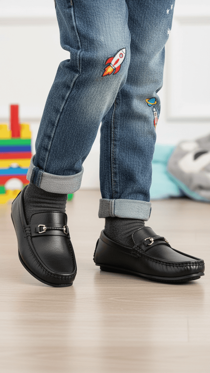 Boys Black Formal Moccasin KD2508