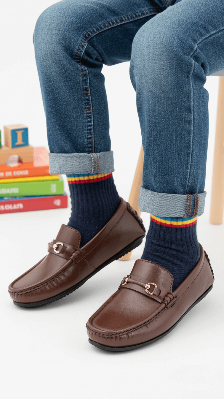 Boys Brown Formal Moccasin KD2508
