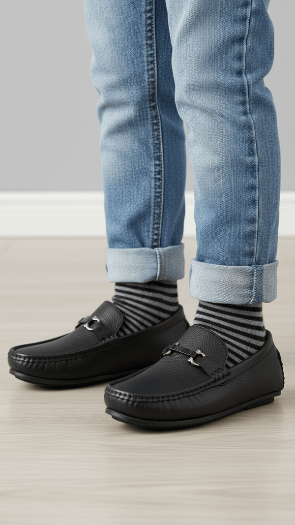 Boys Black Formal Moccasin KD2509
