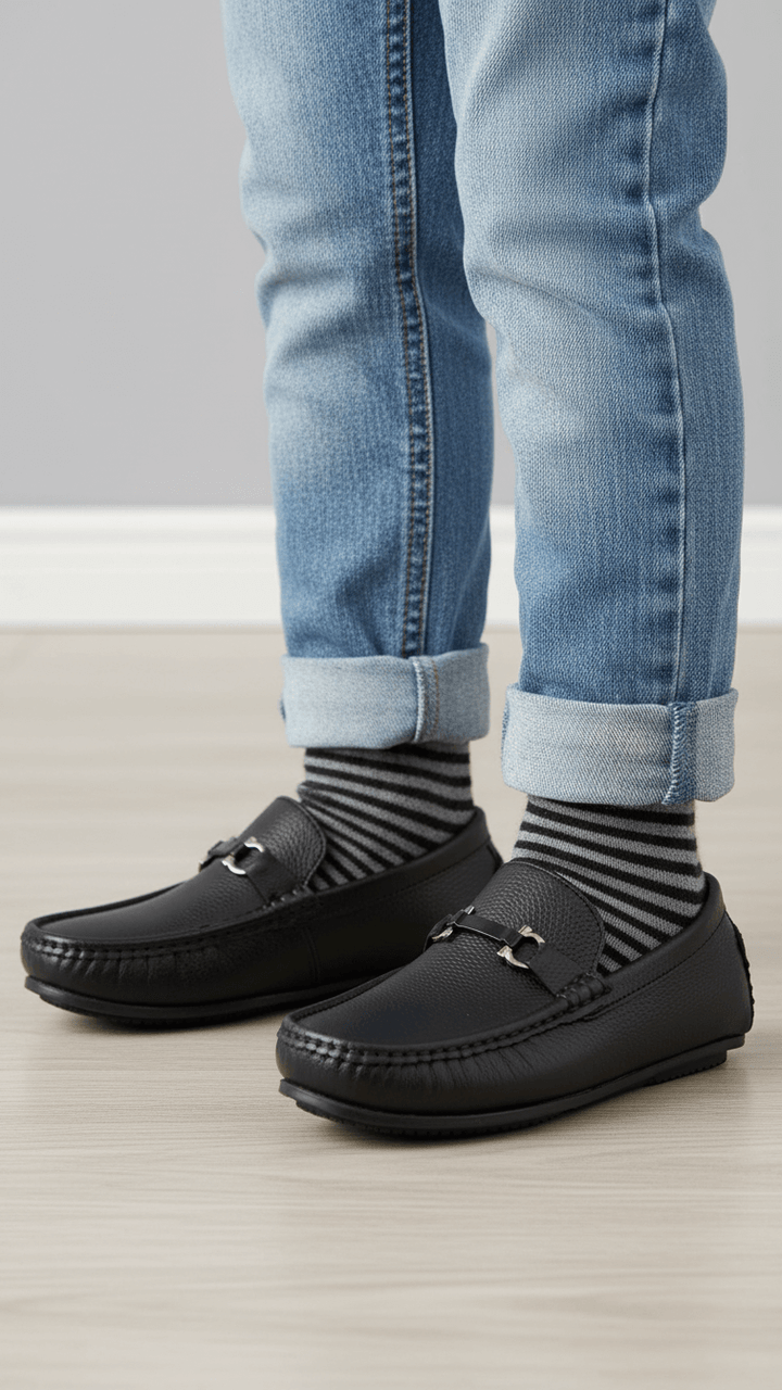Boys Black Formal Moccasin KD2509