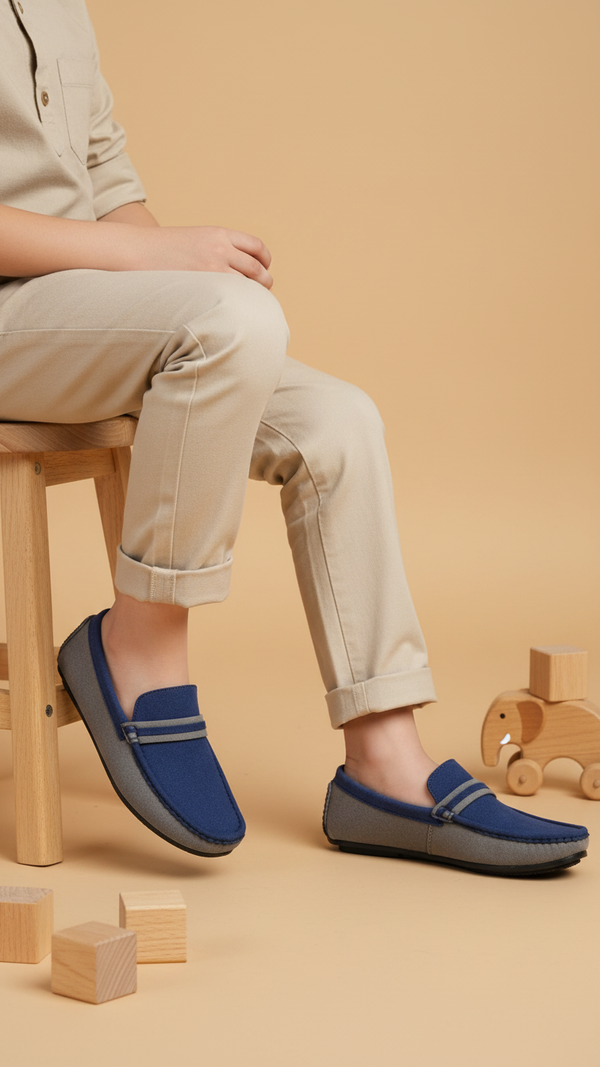 Boys Navy Formal Moccasin KD2516
