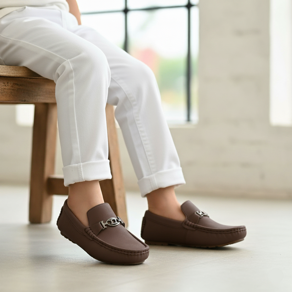 Boys Brown Formal Moccasin KD2518