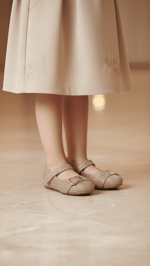 Girls Grey Formal Pumps KD2529