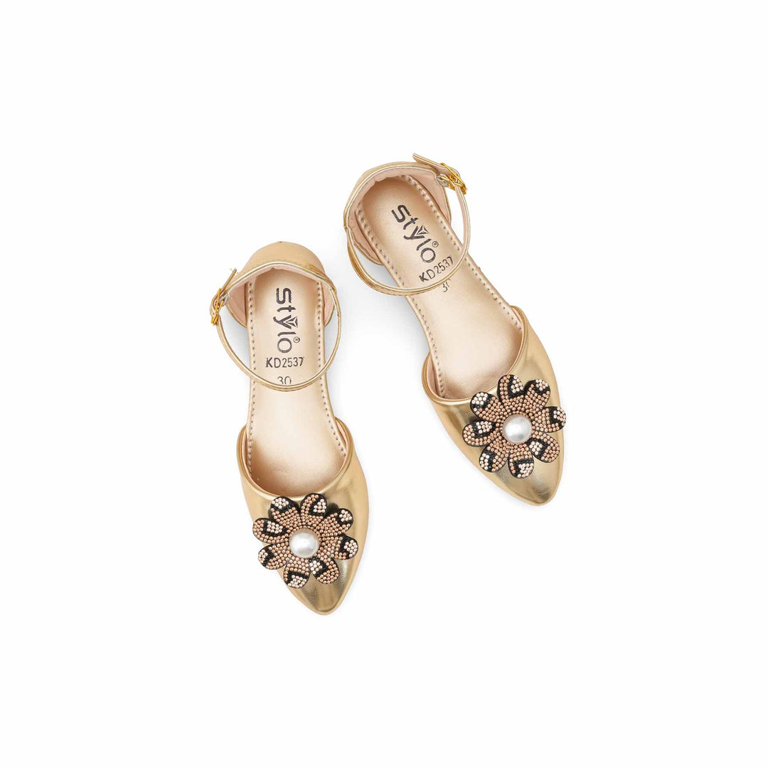 Girls Golden Fancy Pumps KD2537