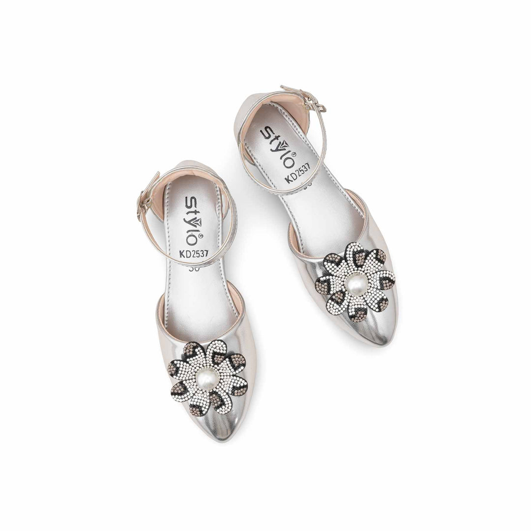 Girls Silver Fancy Pumps KD2537