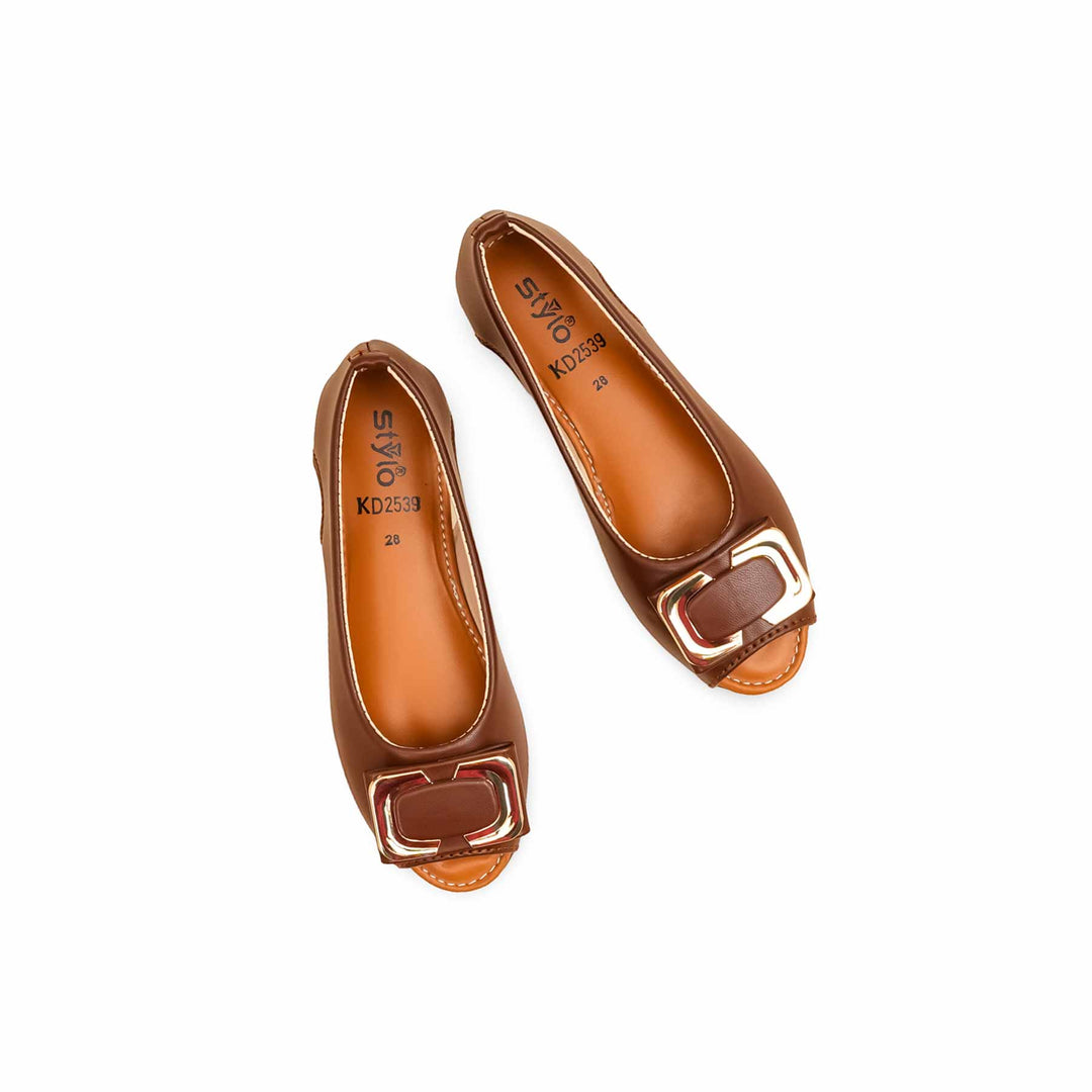 Girls Brown Formal Pumps KD2539