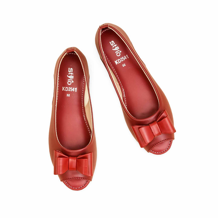 Girls Maroon Formal Pumps KD2541