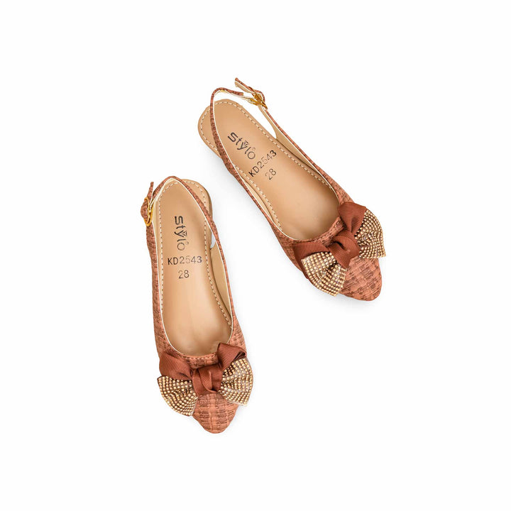 Girls Brown Formal Pumps KD2543