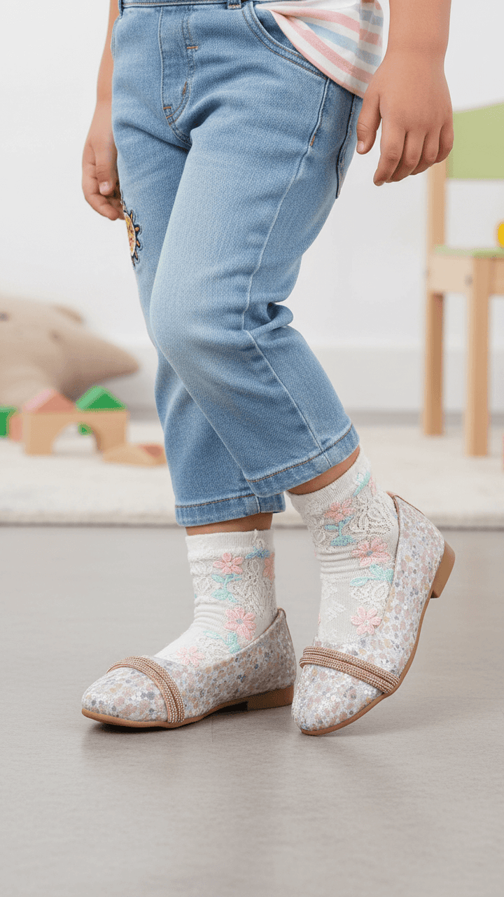 Girls Peach Fancy Pumps KD2544