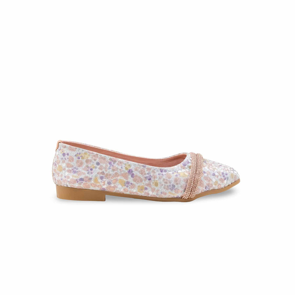 Girls Peach Fancy Pumps KD2544