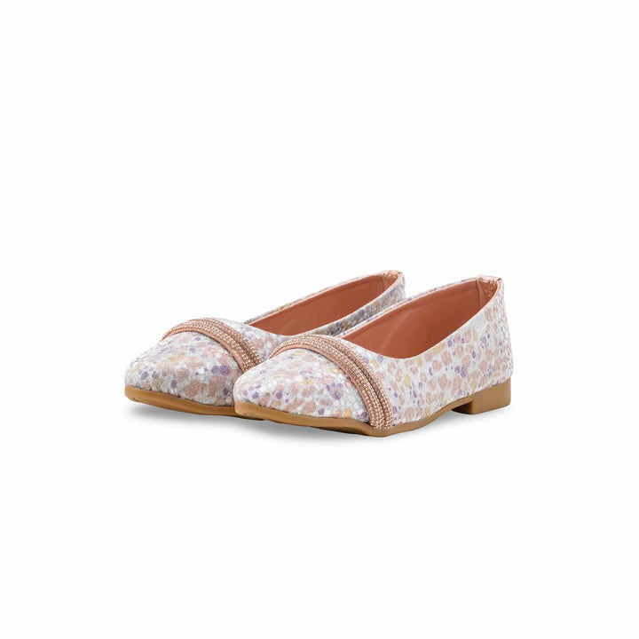 Girls Peach Fancy Pumps KD2544