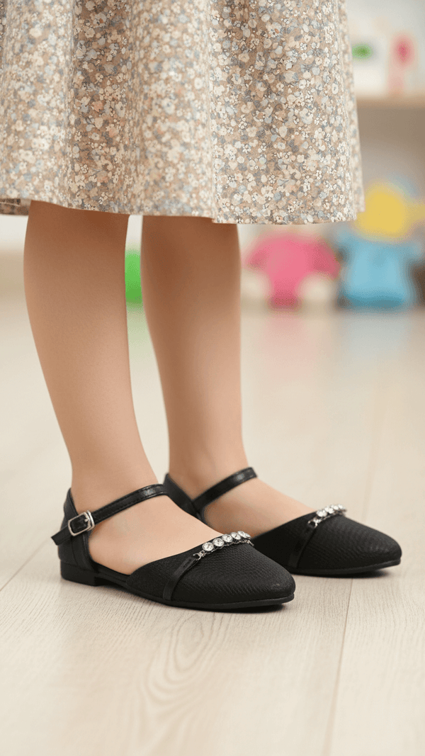 Girls Black Fancy Pumps KD2547