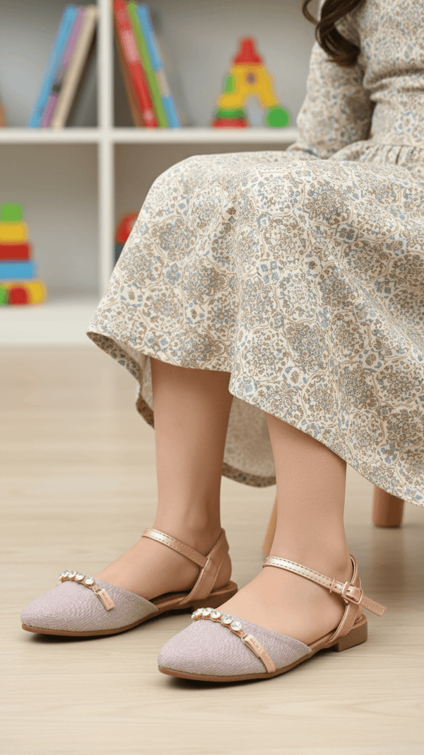 Girls Peach Fancy Pumps KD2547