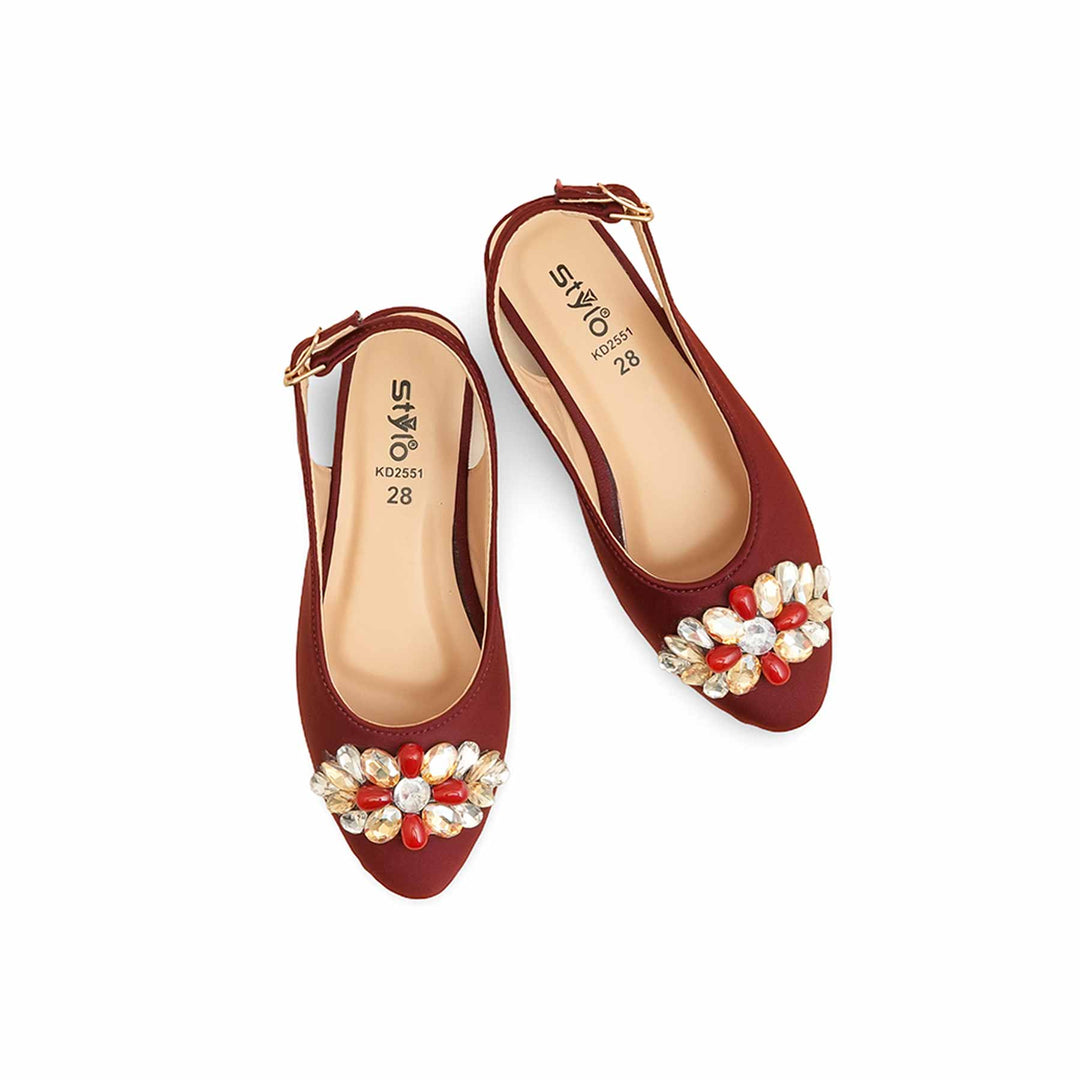 Girls Maroon Formal Pumps KD2551