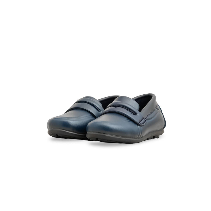 Boys Navy Formal Moccasin KD2555