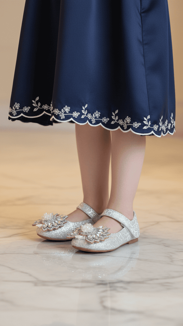 Girls Silver Fancy Pumps KD2557