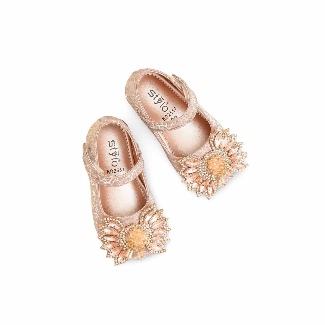 Girls Peach Fancy Pumps KD2557