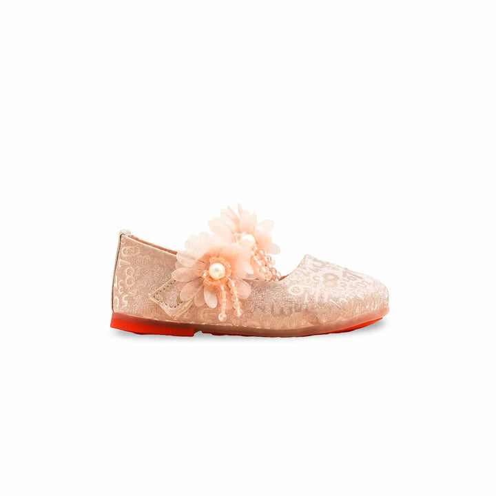 Girls Peach Fancy Pumps KD2560