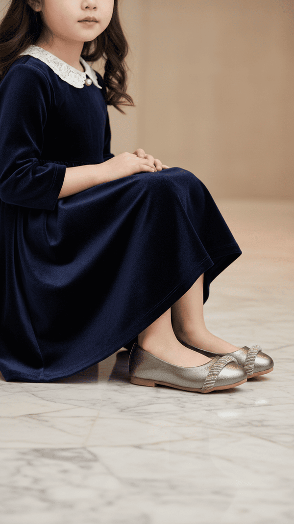 Girls Grey Fancy Pumps KD2562