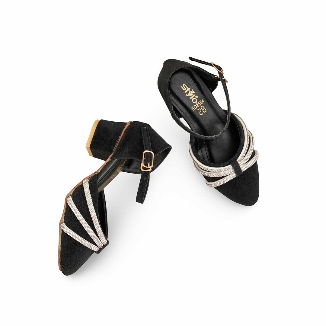Girls Black Fancy Pumps KD2564