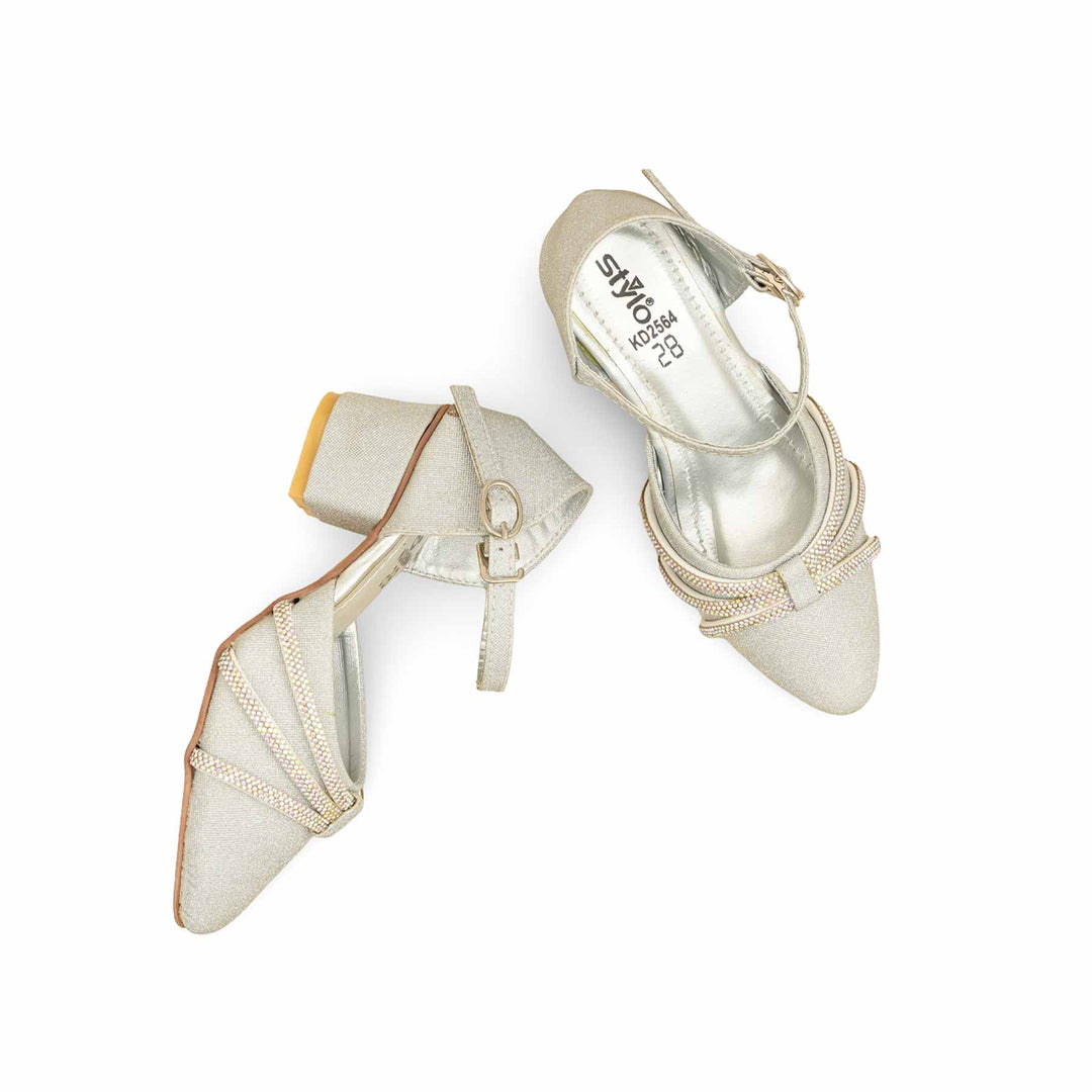 Girls Silver Fancy Court Shoes KD2564