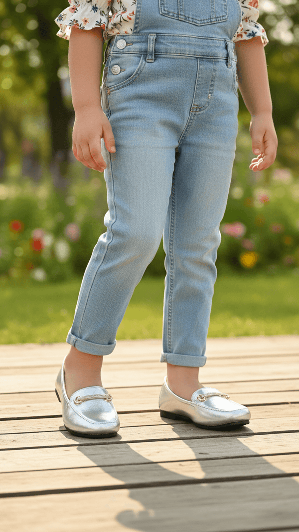 Girls Silver Formal Moccasin KD2571