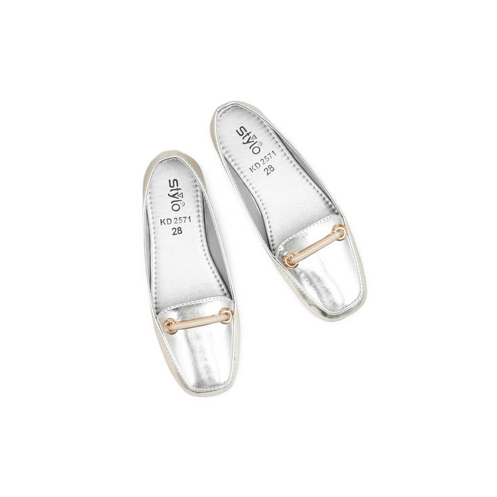 Girls Silver Formal Moccasin KD2571