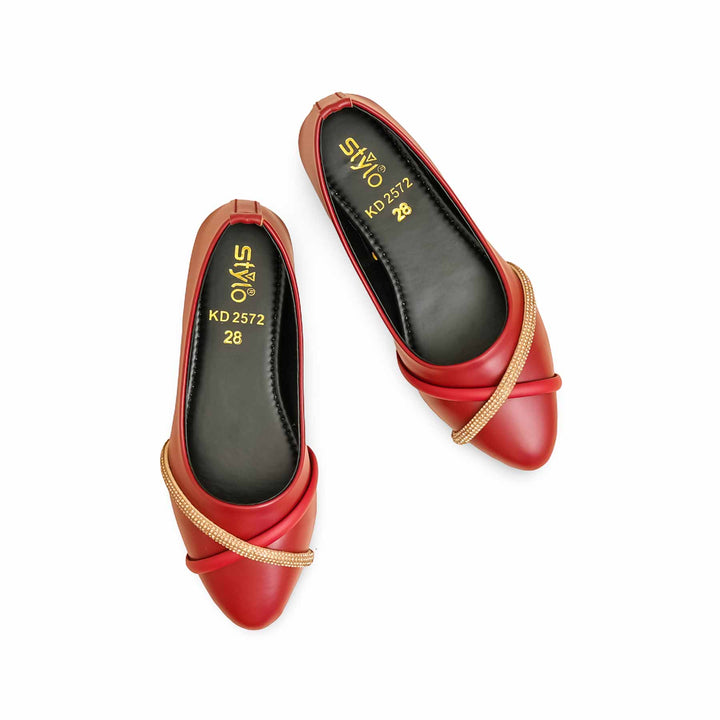 Girls Maroon Formal Pumps KD2572