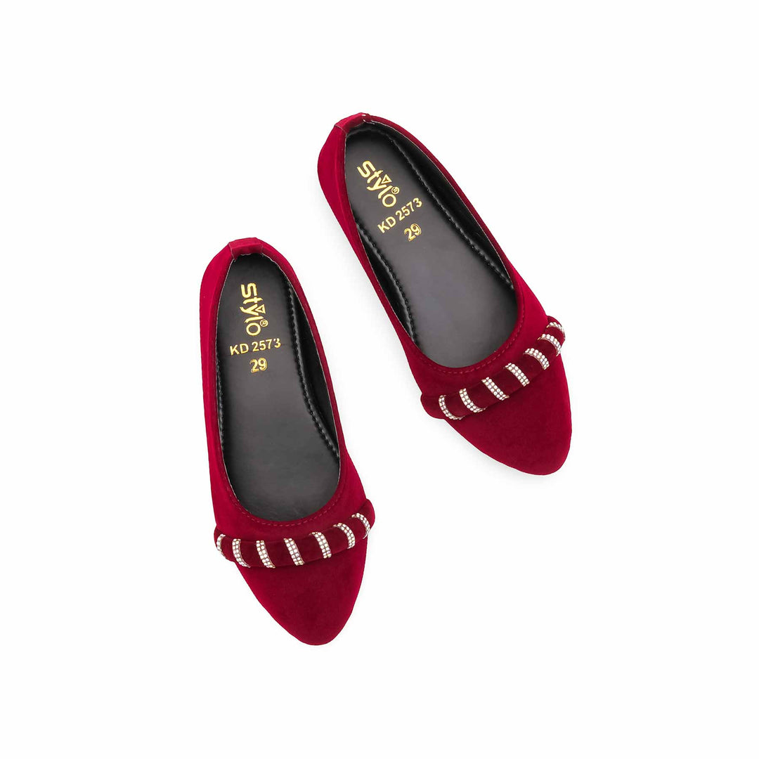 Girls Maroon Formal Pumps KD2573