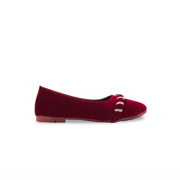 Girls Maroon Formal Pumps KD2573