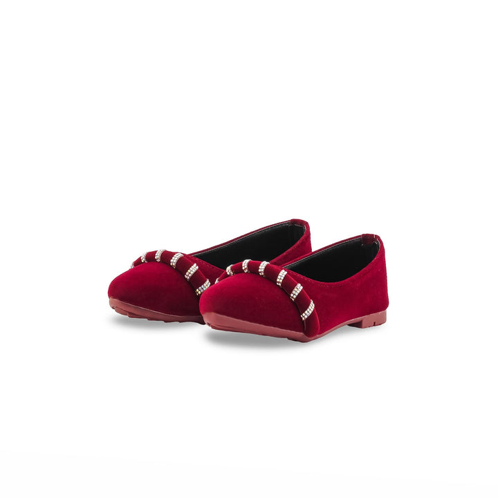Girls Maroon Formal Pumps KD2573