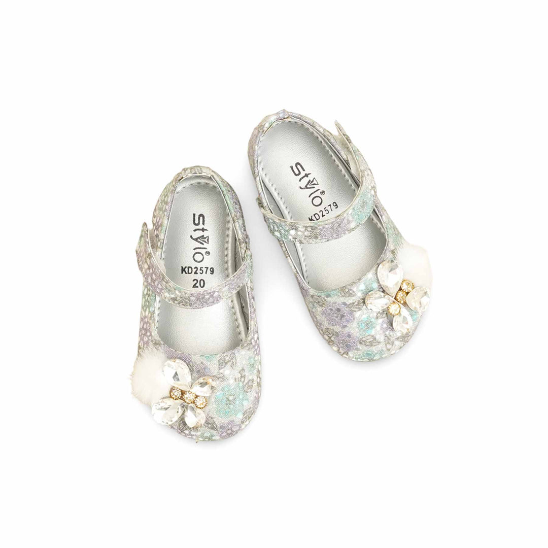 Girls Silver Fancy Pumps KD2579
