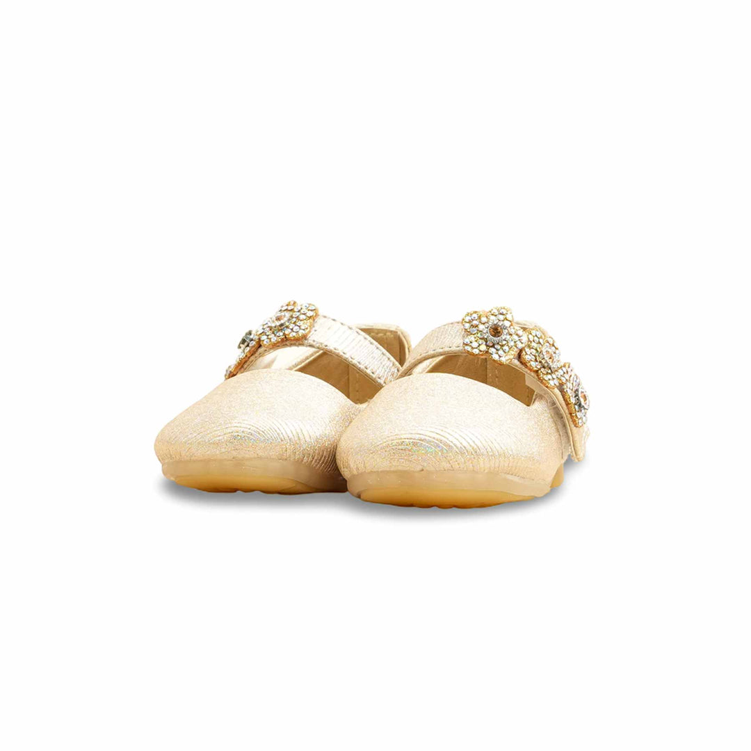 Girls Golden Fancy Pumps KD2581