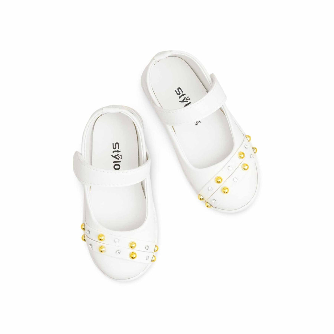 Girls White Formal Pumps KD2585