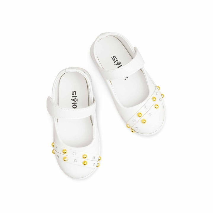 Girls White Formal Pumps KD2585