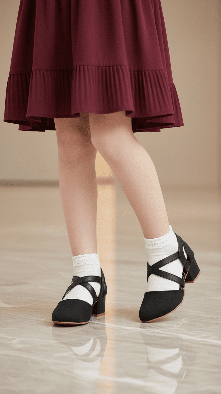 Girls Black Fancy Pumps KD2586