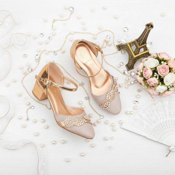 Girls Peach Fancy Pumps KD2587