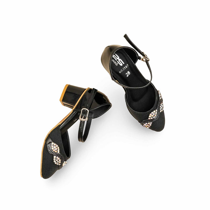 Girls Black Fancy Pumps KD2587