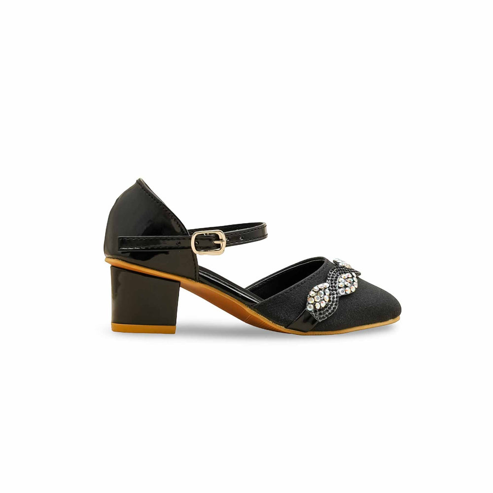 Girls Black Fancy Pumps KD2587